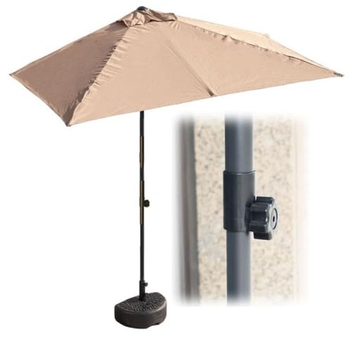 DSKJHI Mezzo Ombrellone Regolabile in Altezza da 170 a 255 cm, Protezione UV 30+, Ombrellone da Muro, a Parete, Balcone, Terrazzo, Giardino, Finestre o Porta (Colore : Tan)