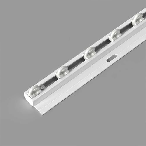 Dünne Aluminium-Vorhangschiene 1-5m 1-läufige Vorhangschiene Deckenschiene for Vorhänge for Schiebevorhang vorgebohrt mit Deckenbefestigung Raumteiler(White,4m(13.1ft))