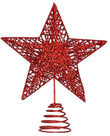 Decoración de metal rojo para árbol de Navidad con purpurina para árbol de Navidad, decoración del hogar