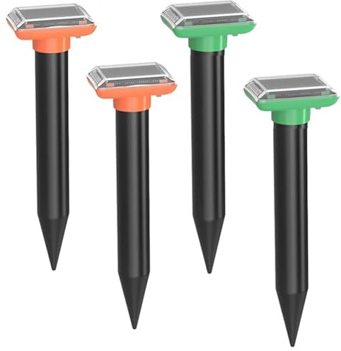 Vkyipg Solar Mole Repellent, Ultrasonic & Solar Powered Mouse Repellent, Waterproof Chaser for Lawn, Patio & Garden 4 PCS