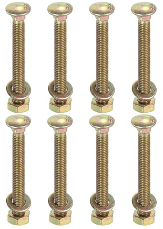QUARKZMAN M8 x 60mm Carro Pernos Kit, 12 Juego Redondo Cabeza Cuadrado Cuello Tornillos, Carro Pernos Tornillos Juego con Arandelas y Tuercas - Carbono Acero Galvanizado para Sujeción