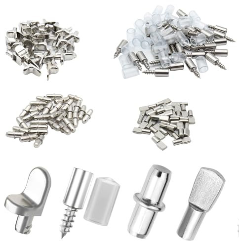 120 Stück Bodenträger, aus massivem Stahl, 4 Modelle, Bodenträger, 5 mm Bodenträger/Regalböden mit gebohrten Ringen, für Schränke, Möbel, Regale