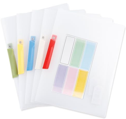 BDHYYM 5 Stück Schnellhefter A4 Plastik Stabil, Mit Namensschild, DIN A4, Heftschoner Fact Transluzentem PP Heftstreifen, Für Schule Büro