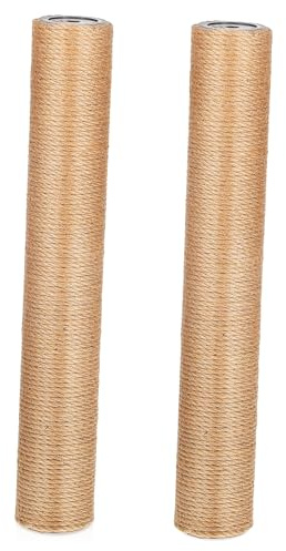 EXHUMKY Ersatz Kratzbaumstangen Aus Langlebiger Jute 6cm Durchmesser 40cm Länge 2 Stück Vertikale Kratzsäulen Für Wohnungskatzen Katzenzubehör Für Kratzbaum Und Klettergerüst