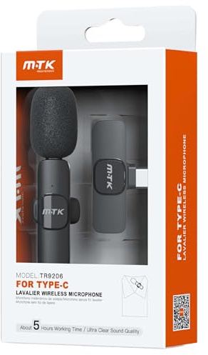 Generico Moveteck Mini Svart Lavalier Trådlös Mikrofon med Lightning-kontakt - TR9207/6 (Type-C)