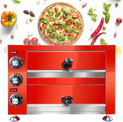 XSDAJSD Four à Pizza électrique d'intérieur à Deux étages de 12 Pouces pour Restaurant, Four à Pizza de comptoir avec minuterie de 60 Minutes, Four à Pizza Commercial, 220 V