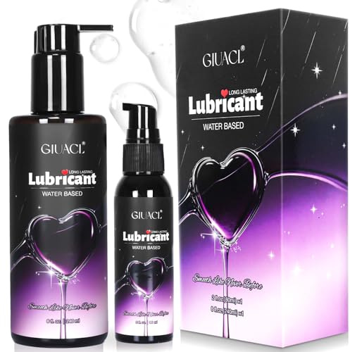 GIUACL Water Based Lube Set, 8+2oz Lubricants for Privacy and Toys, Natural Long Lasting Lube Gel for Men, Women & Couples, Non-Staining, pH Friendly (Home+Travel Size)