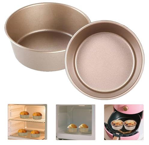 Stampi per Crostatine 11cm,ESYFOR 2 Pezzi Stampi Antiaderente Muffin Stampi Tortine Riutilizzabile Pirottini in Acciaio Stampi per Uova Stampi Tartellette per Airfryer, Microonde, Forno