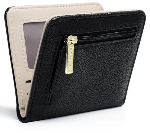 Damen Geldbeutel Klein mit RFID-Schutz, Mini Portemonnaie aus Weichem PU-Leder, Stylisches Design mit Druck, leicht & praktisch für Alltag und Reise - Orange Pocket