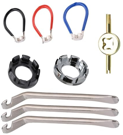 WZBHCZLJ Set di strumenti di regolazione dei raggi della bici portatile Set di strumenti per la regolazione dei raggi delle biciclette Strumento di riparazione tenditore Leve per pneumatici Tasca