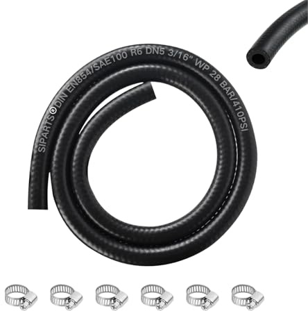 5mm ID Fuel Line Set,1 Meter Fuel Pipe Fuel Hose with 6 Pieces of Hose Clamps, Gasoline Hose Tool Kit, Suitable for Motors, Cars, Tractors, Small Engines (5mm)