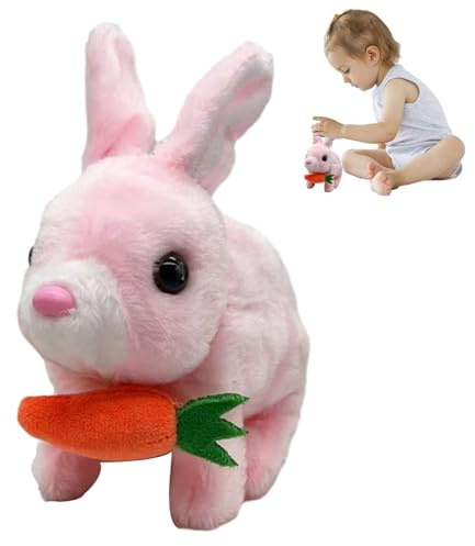 Juguete de conejito saltando - Figura de conejo interactiva móvil de 6.7 pulgadas con función de sonido, mecanismo de peluche saltando alimentado por batería | para la celebración