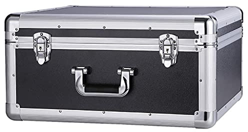 Werkzeugkoffer, Aktenkoffer, Flightcase mit gepolstertem Schaumstoff, abschließbar, tragbar, Werkzeugkoffer aus Aluminium, Universal-Aufbewahrungsbox für Geräte aus Metall (mit Schwamm 52 x 45 x 25