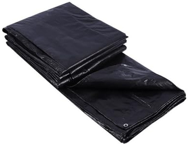 Large Tarpaulin Waterproof Heavy Duty 160 x 200 cm Weatherproof Windproof Uv-Resistant Multipurpose Tarp Easy to Wash for Garden Furniture Camping Ground Sheet Truck Cover, Black
