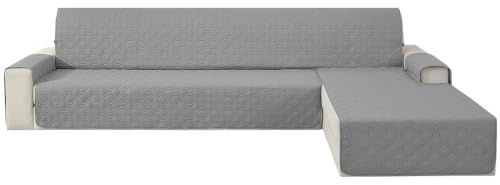YSTELLAA Sofabezug L Form 2 Sitzer Wasserdicht, Sofa Cover L Shape Mit Armlehne rutschfest, Sofabezug Ecksofa Rechts/Links Universal, Eckbank Bezug Für Hund Katze Waschbar, Hellgrau