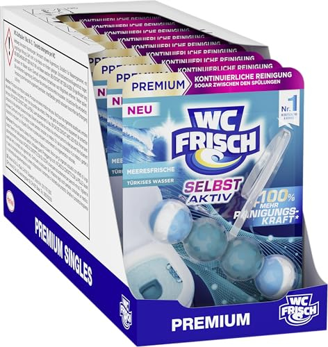 WC FRISCH Selbst Aktiv Meeresfrische Türkisspüler (10x50g), WC Steine mit Anti-Kalk-Formel,Reinigungsschaum & türkisem Wasser,WC-Reiniger für extra Frische & sichtbare Reinigung zwischen den Spülungen