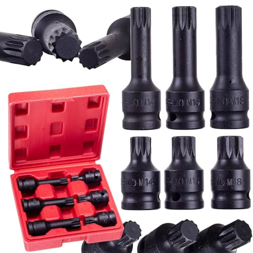 1/2 Druckluft-Schlagschrauber-Nuss Spline 2x M14, 2 xM16, 2x M18