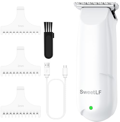 SweetLF Hair Clippers, Silent Cordless Hair Trimmer, Mini Hair Cutting Kit with 3 Guide Combs, USB Rechargeable, Portable, White