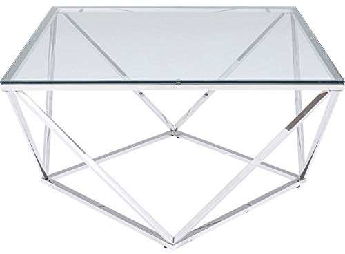 Kare Design Couchtisch Cristallo, Silber, 45x80x80cm