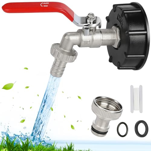 Sukudon Adaptateur de réservoir IBC 1,27 cm - Connecteur fileté en laiton - Pièces de raccord de valve de rechange pour robinet de jardin - Pièces de raccord de tuyau de réservoir d'eau