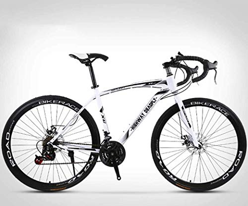 MU 26 Pollici Bicicletta Della Strada, 24 Velocità Bici, Doppio Disco Freno, Acciaio Al Carbonio Telaio, Strada Biciclette da Corsa, per Uomo e Donna per Soli Adulti,Bianca