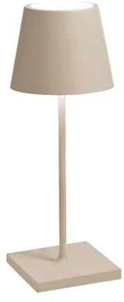 Zafferano, Poldina Pro Mini, Lampada da Tavolo Ricaricabile e Senza Fili con Controllo Touch, Utilizzabile anche come Lampada da Esterni, Dimmer, 2200-3000 K, Altezza 30 cm, Colore Sabbia