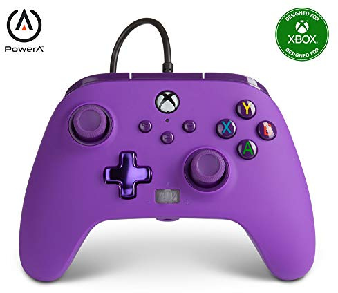 PowerA Verbesserter Kabelgebundener Controller Xbox Series X|S - Königs-Purpur, Gamepad, Kabelgebundener Videospiel-Controller, Gaming-Controller, Geeignet für Xbox One, Offiziell lizensiert