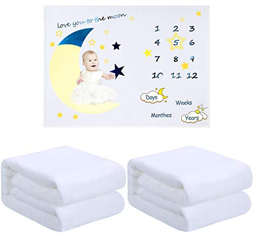 Boao 2 Pcs Sublimation Baby Blankets 30 x 40 Inch Blank White Baby Receiving Blanket Fuzzy Soft Warm Blanket Infant Newborn Blanket for Crib Stroller DIY