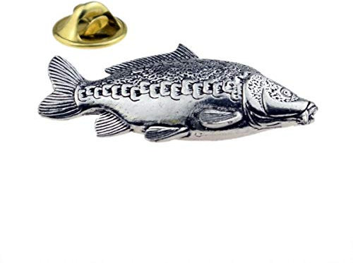 Anstecknadel aus Zinn mit Spiegel für Karpfen und Fische, mit Geschenkbeutel