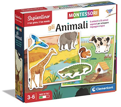 Clementoni Sapientino Montessori - Gli Animali, Gioco Educativo Metodo Montessoriano per Bambini 3-6 Anni, per Scoprire e Classificare Gli Animali, Lingua Italiana, Made in Italy, 16360