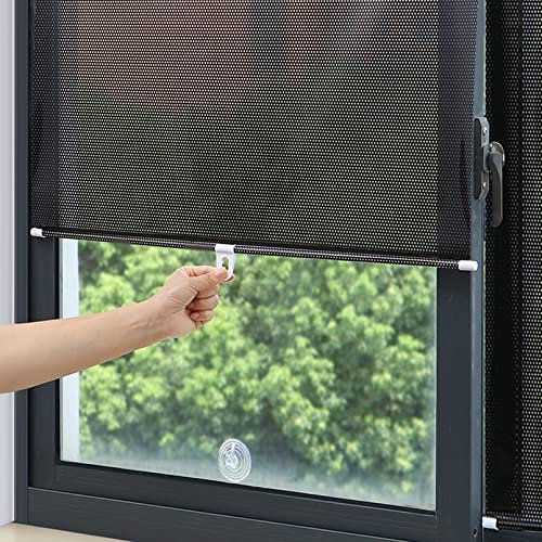 Verdunkelungsrollo mit Saugnäpfen Sichtschutz Einziehbarer Tragbare Rollo,Fensterrollo Rollo Dachfenster,Sonnenblende,Temporäre Jalousien,Für Balkon,Badezimmer,Küche,Büro,Auto,ohne Bohren (58x125cm)