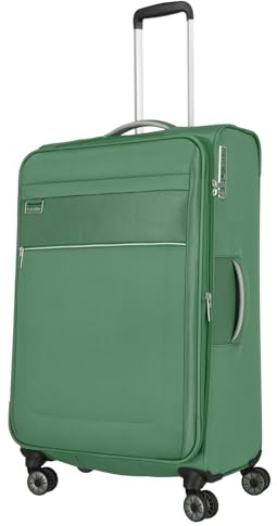 Travelite Reisekoffer groß mit Dehnfalte, nachhaltig, 4 Rollen, MIIGO, Weichgepäck Trolley aus recyceltem Material, TSA Schloss, 77 cm, 90-96 Liter