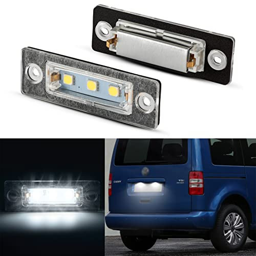 OZ-LAMPE 2PCS LED Number License Plate Light, Rear Lamps for VW Caddy Golf Plus for Jetta T5 7H 7J Touran, 5050 SMD White light with Canbus Error Free Waterproof Number Plate Lamps, LED Tail Lights