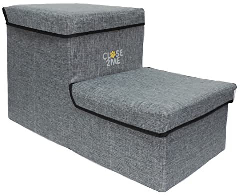 CLOSE2ME PetStair Deluxe Haustiertreppe, zweistufig, mit Stauraumfunktion