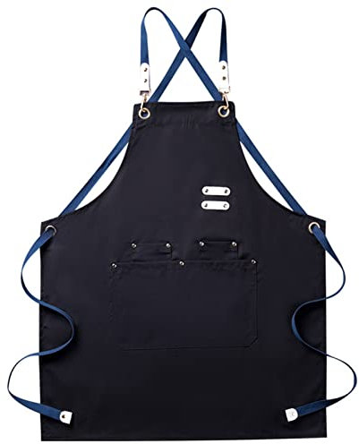 Arbeiter Werkzeug Tool Schürze Canvas Einstellbare Arbeitsschürze Mit Großen Taschen For Ingenieure Tischler Handwerker Fit For Küche, Garten, Keramik, Handwerk Werkstatt, Garage ( Color : Black , Siz