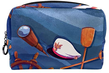 Cosmetic Bags for Women, Makeup Bag Travel Toiletry Bag Accessories Organizer, Anchor Lifebuoy Nautical