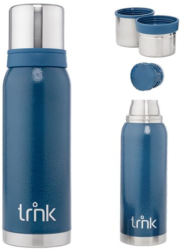 trnk Outdoor Thermosflasche arktis 2 - Edelstahl Thermoskanne 1200ml - BPA-frei - Thermos hält 32 Stunden heiß - Deckel mit 2 Trinkbechern - Spülmaschinenfest