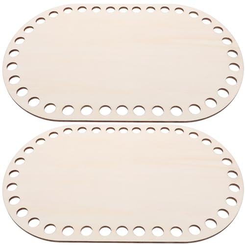 TEHAUX Wooden Crochet Basket Bases 2pcs Natural Wooden Basket Bottoms Oval Bag Bottoms for Crochet Making Weaving Bases DIY Bag Material 11.81 X 7.87 X 0.12in