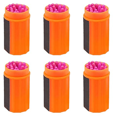 ASEELO Lot de 120 allumettes résistantes aux intempéries, pour le camping, la randonnée, le poêle à bois avec boîte d'allumettes ronde, outil de survie pour le camping