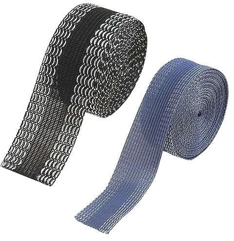 2 rolls of trouser hem iron-on tape, 10m+3m no-sew tape for trousers, self-adhesive hemming iron-on tape, DIY clothing accessories,For jeans, clothes, skirt bonding (black、blue)