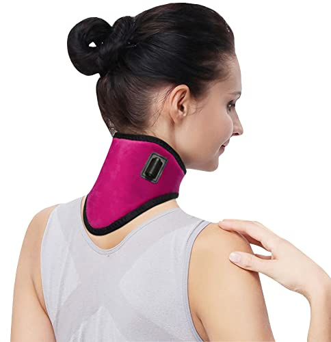 Nacken Heizkissen USB Nackenwärmer mit Abschaltautomatik Nackenheizkissen 3 Wärmestufen Nackenbandage Schnelle Erwärmung Nackenschutz Halsbandage Einstellbar Wärmekissen für Nackenschmerzen Rosa