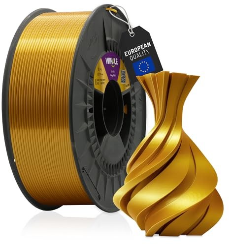 WINKLE PLA Silk Filament 1.75mm König Gold, 1kg Spule, 3D Drucker Filament Kompatibel mit FDM Druckern, 3D-Druckmaterialien, Maßgenauigkeit +/- 0.05mm, Leicht zu Bedrucken, Seidenfinish