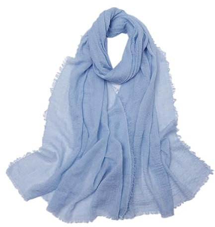 Damen Schal 90 x 175cm Einfarbiger Schal aus Baumwolle und Leinen Tuch Kopftuch Stola Schals Damenschal Schaltücher Halstuch Scarves für Frühling Sommer Herbst Winter Tägliches Tragen,Hellblau B