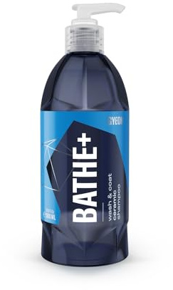 Gyeon Bathe+ Shampooing de lavage de voiture infusé de céramique SiO2 pH neutre hydrophobe rehausseur de brillance sans danger pour les jantes en verre et plastique, entretien rapide pour véhicules