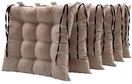 Lot de 6 coussins de chaise imperméables - 40 x 40 cm - Avec cordons de serrage - Résistants à l'humidité et à la moisissure - Idéal pour l'intérieur et l'extérieur - Facile à nettoyer