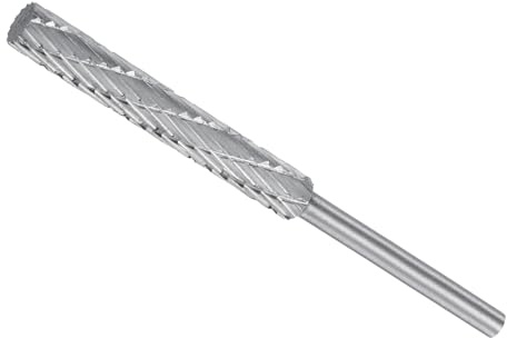 CoCud Fraise rotative carbure tungstène, queue 3mm diamètre 5mm, outil fraisage rotatif à double coupe forme cylindre - (Applications: pour sculpture sur métal)