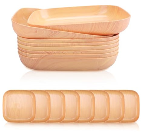 imposyu 8 Pièces Assiettes Service de Table Vaisselle en Plastique Reutilisable Assiette Camping pour Salade Pâtes Fruits Desserts Fête Maison Bureau (20×20CM)