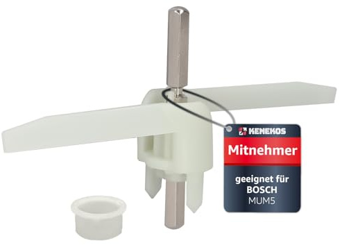 Kenekos - 1 Mitnehmer 155 mm kompatibel mit Bosch MUM 5, MUMS MUMV MUZ5, HomeProfessional Exclusiv, VeggieLove, Ersatz für 00630760, 00621923 Küchenmaschine, Durchlaufschnitzler Flügel Antrieb Achse