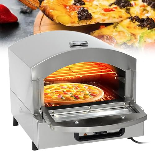 OZTYSGXM Countertop Pizza Maker Machine, Stainless Steel Electric/Gas Pizza Oven with Anti-scalding Handle and Visible Window, Temperatures Control for Party and Cooking,Electric