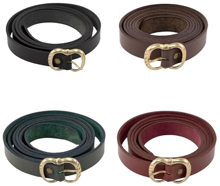 Vehi Mercatus Mittelalter Gürtel- Leder - 2,2 cm breit - in Rot, Grün, Braun, Schwarz - Messingschnalle oder Ring- für Wikinger, LARP, Reenactment, Alltagsgebrauch (Messingschnalle, Braun, 160cm)
